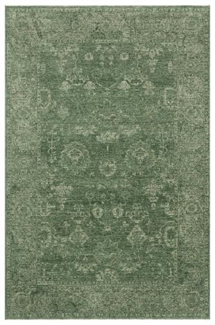 SHIRAZ SHR 02 GREEN  Vintage Eskitme Desenli Modern Yumuşak Dokulu Makine Halısı