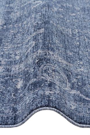 SHIRAZ SHR 03 NAVY  Vintage Eskitme Desenli Modern Yumuşak Dokulu Makine Halısı