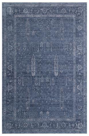 SHIRAZ SHR 03 NAVY  Vintage Eskitme Desenli Modern Yumuşak Dokulu Makine Halısı