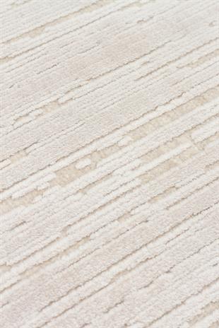 SIERRA SR 01 BEIGE WHITE  Yüksek Alçak Oyma Dokuya Sahip Sık Dokuma Modern Salon Halısı