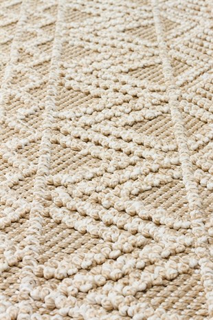 SOHO SH 14 BEIGE  Hav Toz Vermez Hasır Dokuma Modern Makine Halısı