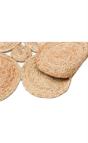 SOLO CA-104 NATURAL XW  Yuvarlak veya Oval El Dokuma Naturel Jüt Hasır Halı