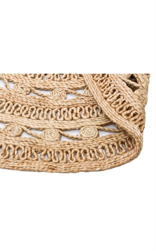 SOLO CA-106 DHURRIE XW  Yuvarlak veya Oval El Dokuma Naturel Jüt Hasır Halı