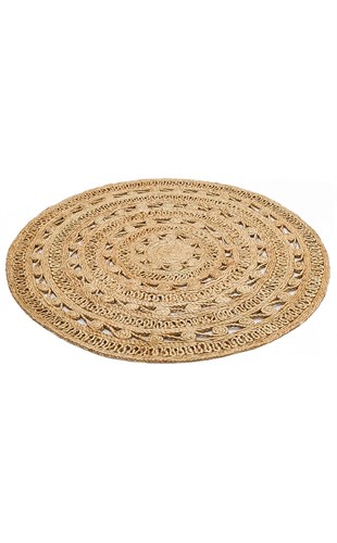 SOLO CA-106 DHURRIE XW  Yuvarlak veya Oval El Dokuma Naturel Jüt Hasır Halı