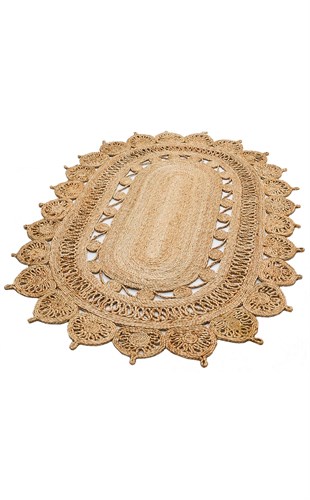 SOLO CA-109 NATURAL XW  Yuvarlak veya Oval El Dokuma Naturel Jüt Hasır Halı