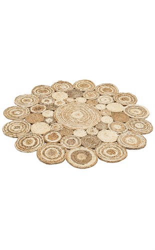 SOLO CA-111 WHITE MULTY XW  Yuvarlak veya Oval El Dokuma Naturel Jüt Hasır Halı