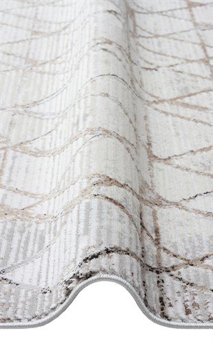TALYA TLY 01 GREY BEIGE  Parlak Dokulu Modern Desen ve Renkli Metalik Işıltılı Makine Halısı