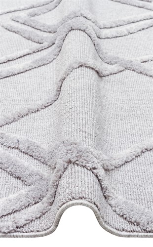 TERAZZO TRZ 03 GREY  Hav Toz Vermez Yumuşak Dokulu Etnik Örgü Desenlere Sahip Modern İskindinav Halı