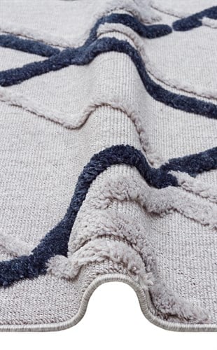TERAZZO TRZ 03 GREY NAVY  Hav Toz Vermez Yumuşak Dokulu Etnik Örgü Desenlere Sahip Modern İskindinav Halı
