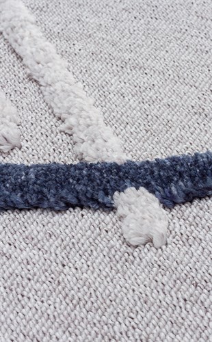 TERAZZO TRZ 03 GREY NAVY  Hav Toz Vermez Yumuşak Dokulu Etnik Örgü Desenlere Sahip Modern İskindinav Halı