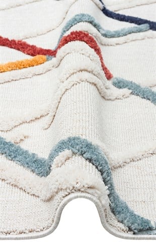 TERAZZO TRZ 03 MULTY  Hav Toz Vermez Yumuşak Dokulu Etnik Örgü Desenlere Sahip Modern İskindinav Halı