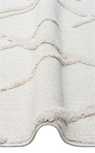 TERAZZO TRZ 03 WHITE  Hav Toz Vermez Yumuşak Dokulu Etnik Örgü Desenlere Sahip Modern İskindinav Halı