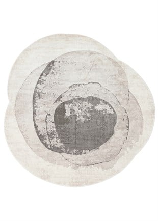 UTOPIA UTP 02 CREAM GREY Q  Amorf Tasarımlı Modern Viskon Halı