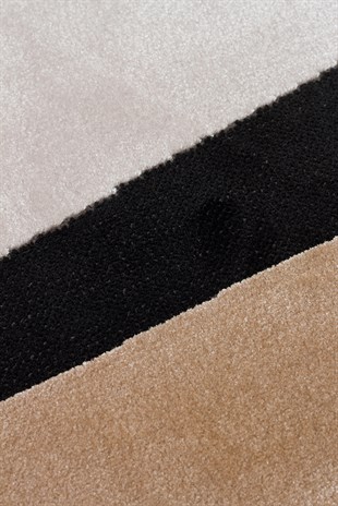 UTOPIA UTP 09 CREAM GOLD BLACK  Amorf Tasarımlı Modern Viskon Halı