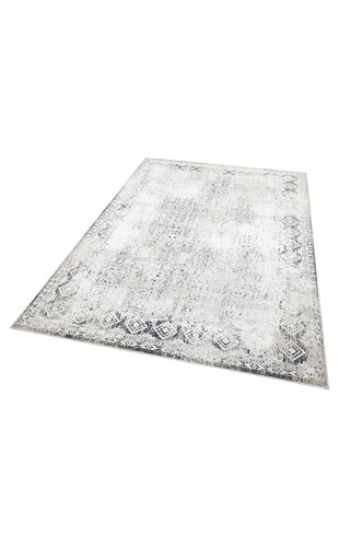 VERONA VR 08 GREY BLACK XW  Yumuşak İpeksi Tuşeli Yüksek Alçak Oymalı Modern İnce Makine Halısı