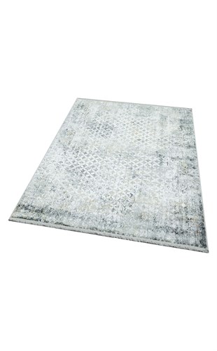 VERONA VR 10 CREAM GREY XW  Yumuşak İpeksi Tuşeli Yüksek Alçak Oymalı Modern İnce Makine Halısı