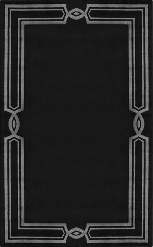 VOGUE VG 03 BLACK GREY  El Emeği ile Bambu Viskon İpliklerden Özel Tezgahlarda Üretilen Sade Bordür Desenli Art Deco Uşak Halısı