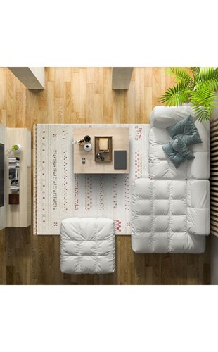 ZARA ZR 06 BEIGE  Otantik Desenli Özel Hav Vermeyen ve Kolay Temizlenebilir Tensel Kullanılarak El Emeği ile Özel Tezgahlarda Üretilen Modern Uşak Halısı