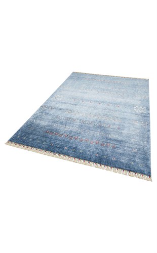 ZARA ZR 06 BLUE  Otantik Desenli Özel Hav Vermeyen ve Kolay Temizlenebilir Tensel Kullanılarak El Emeği ile Özel Tezgahlarda Üretilen Modern Uşak Halısı