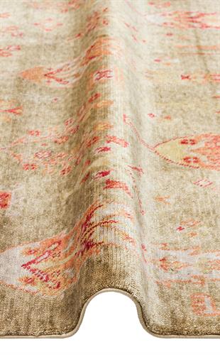 ZARA ZR 08 GREEN AUTUMN  Otantik Desenli Özel Hav Vermeyen ve Kolay Temizlenebilir Tensel Kullanılarak El Emeği ile Özel Tezgahlarda Üretilen Modern Uşak Halısı