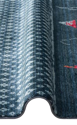 ZARA ZR 15 NAVY MULTY  Otantik Desenli Özel Hav Vermeyen ve Kolay Temizlenebilir Tensel Kullanılarak El Emeği ile Özel Tezgahlarda Üretilen Modern Uşak Halısı