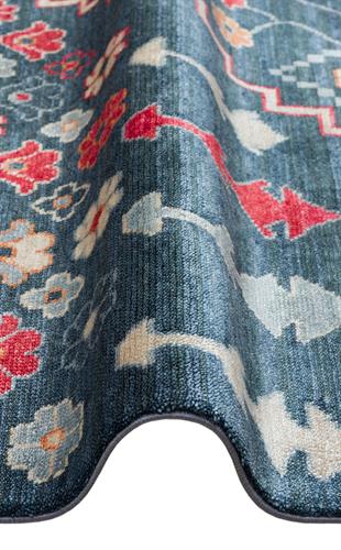 ZARA ZR 17 NAVY MULTY  Otantik Desenli Özel Hav Vermeyen ve Kolay Temizlenebilir Tensel Kullanılarak El Emeği ile Özel Tezgahlarda Üretilen Modern Uşak Halısı