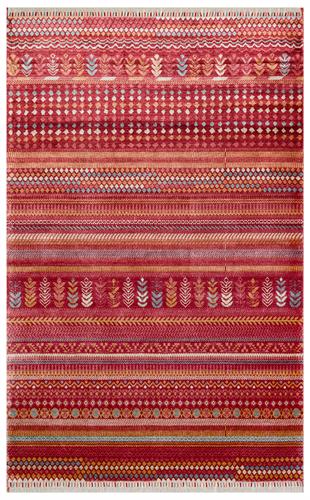 ZARA ZR 19 RED MULTY  Otantik Desenli Özel Hav Vermeyen ve Kolay Temizlenebilir Tensel Kullanılarak El Emeği ile Özel Tezgahlarda Üretilen Modern Uşak Halısı