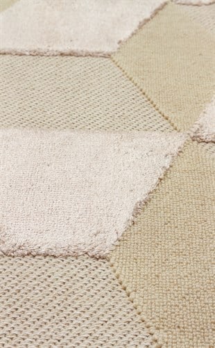 ZENITH DYED ZNT 05 BEIGE DYED  Yüksek Alçak Dokulu Naturel Yün ve Viskon Modern Dokuma Halı