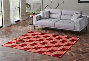 ZENITH DYED ZNT 05 BURGUNDY DYED  Yüksek Alçak Dokulu Naturel Yün ve Viskon Modern Dokuma Halı