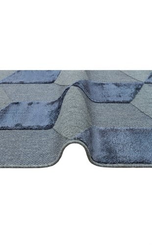 ZENITH DYED ZNT 05 NAVY DYED  Yüksek Alçak Dokulu Naturel Yün ve Viskon Modern Dokuma Halı