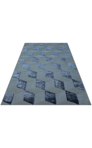 ZENITH DYED ZNT 05 NAVY DYED  Yüksek Alçak Dokulu Naturel Yün ve Viskon Modern Dokuma Halı