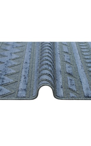ZENITH DYED ZNT 06 NAVY DYED  Yüksek Alçak Dokulu Naturel Yün ve Viskon Modern Dokuma Halı