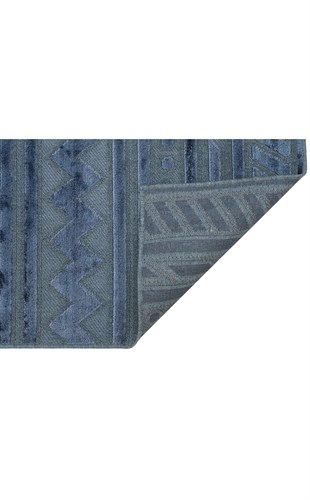 ZENITH DYED ZNT 06 NAVY DYED  Yüksek Alçak Dokulu Naturel Yün ve Viskon Modern Dokuma Halı