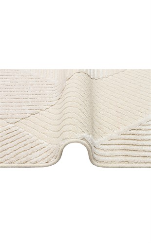 ZENITH ZNT 01 CREAM  Yüksek Alçak Dokulu Naturel Yün ve Viskon Modern Dokuma Halı