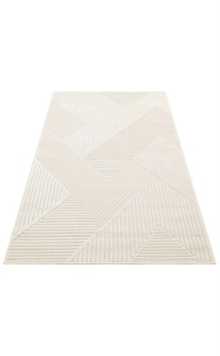 ZENITH ZNT 01 CREAM  Yüksek Alçak Dokulu Naturel Yün ve Viskon Modern Dokuma Halı