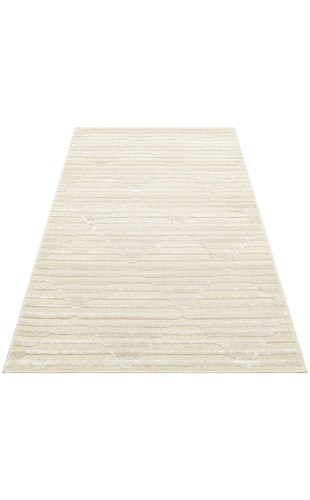 ZENITH ZNT 02 CREAM  Yüksek Alçak Dokulu Naturel Yün ve Viskon Modern Dokuma Halı