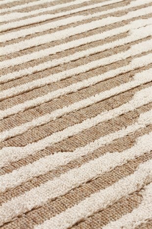 ZENITH ZNT 02 LATTE  Yüksek Alçak Dokulu Naturel Yün ve Viskon Modern Dokuma Halı