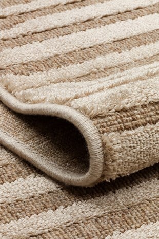 ZENITH ZNT 02 LATTE  Yüksek Alçak Dokulu Naturel Yün ve Viskon Modern Dokuma Halı