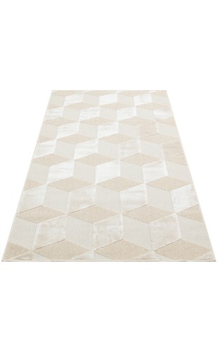 ZENITH ZNT 05 CREAM  Yüksek Alçak Dokulu Naturel Yün ve Viskon Modern Dokuma Halı