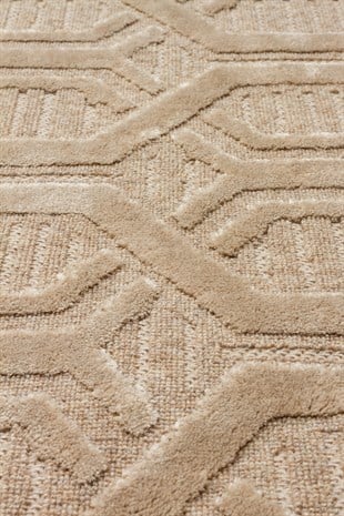 ZENITH ZNT 07 LATTE  Yüksek Alçak Dokulu Naturel Yün ve Viskon Modern Dokuma Halı