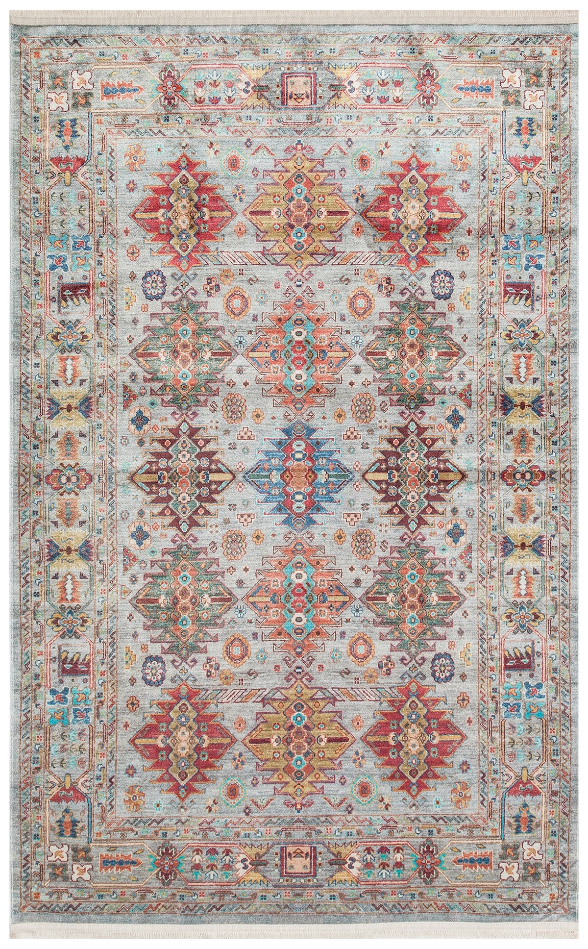 ANTIQUE ATK 06 AQUA  Kolay kullanımlı Kaymaz Karabağ ve Antik Desenlere Sahip Yıkanabilir Makine Halısı