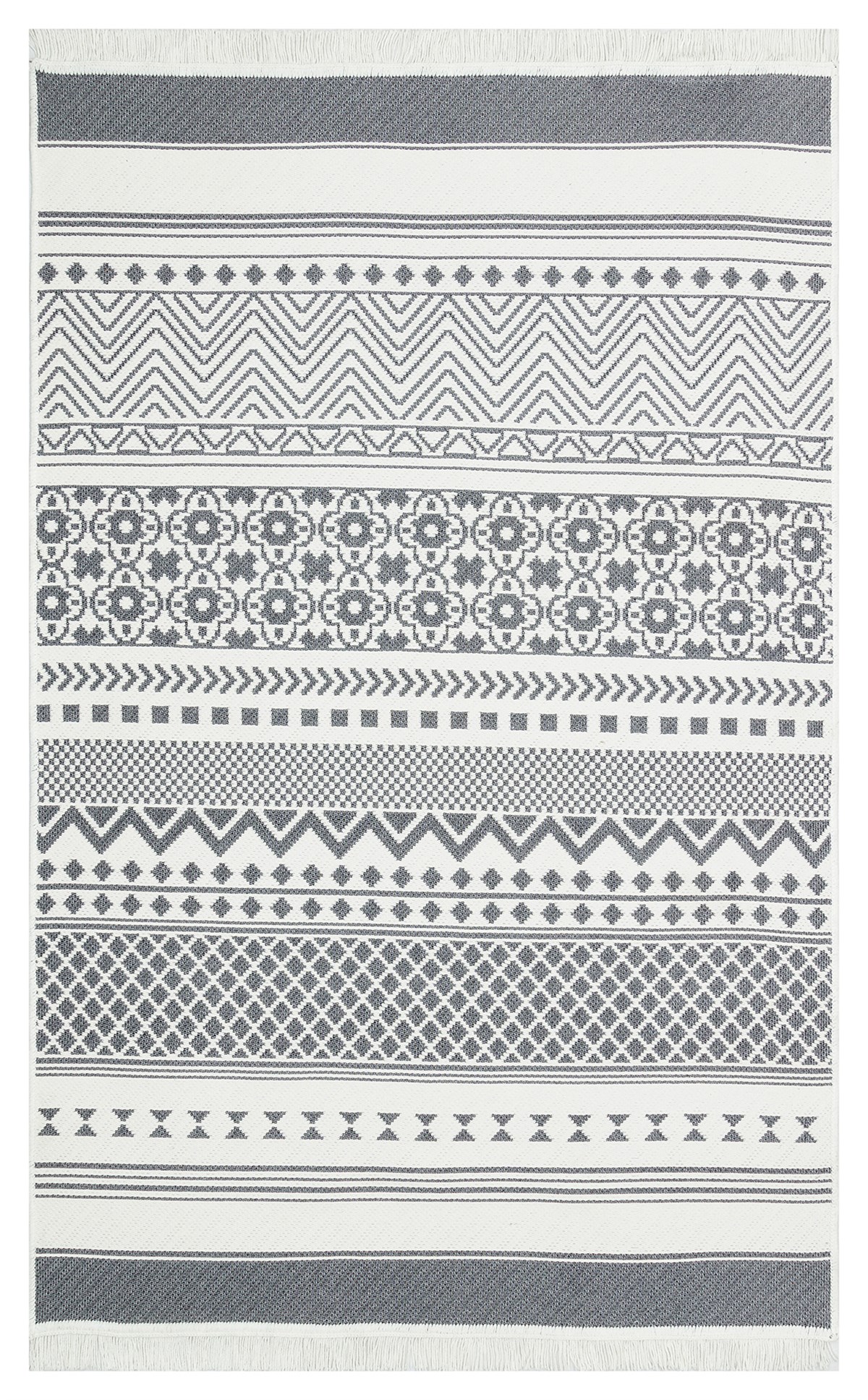 ARYA AR 07 GREY  Yıkanabilir Çift Taraflı Modern Desenli Dokuma Kilim