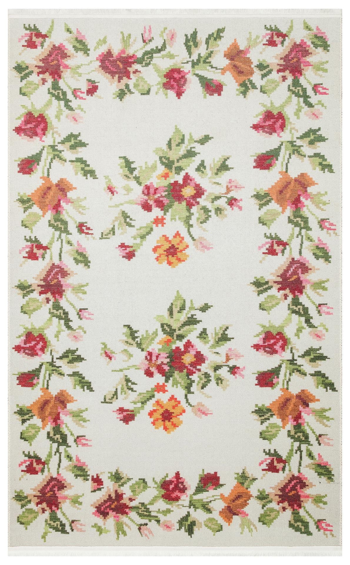 ELISTA ELS 100 CREAM MULTY  Vintage Desenlere Sahip Kaydırmaz Yıkanabilir Modern Halı