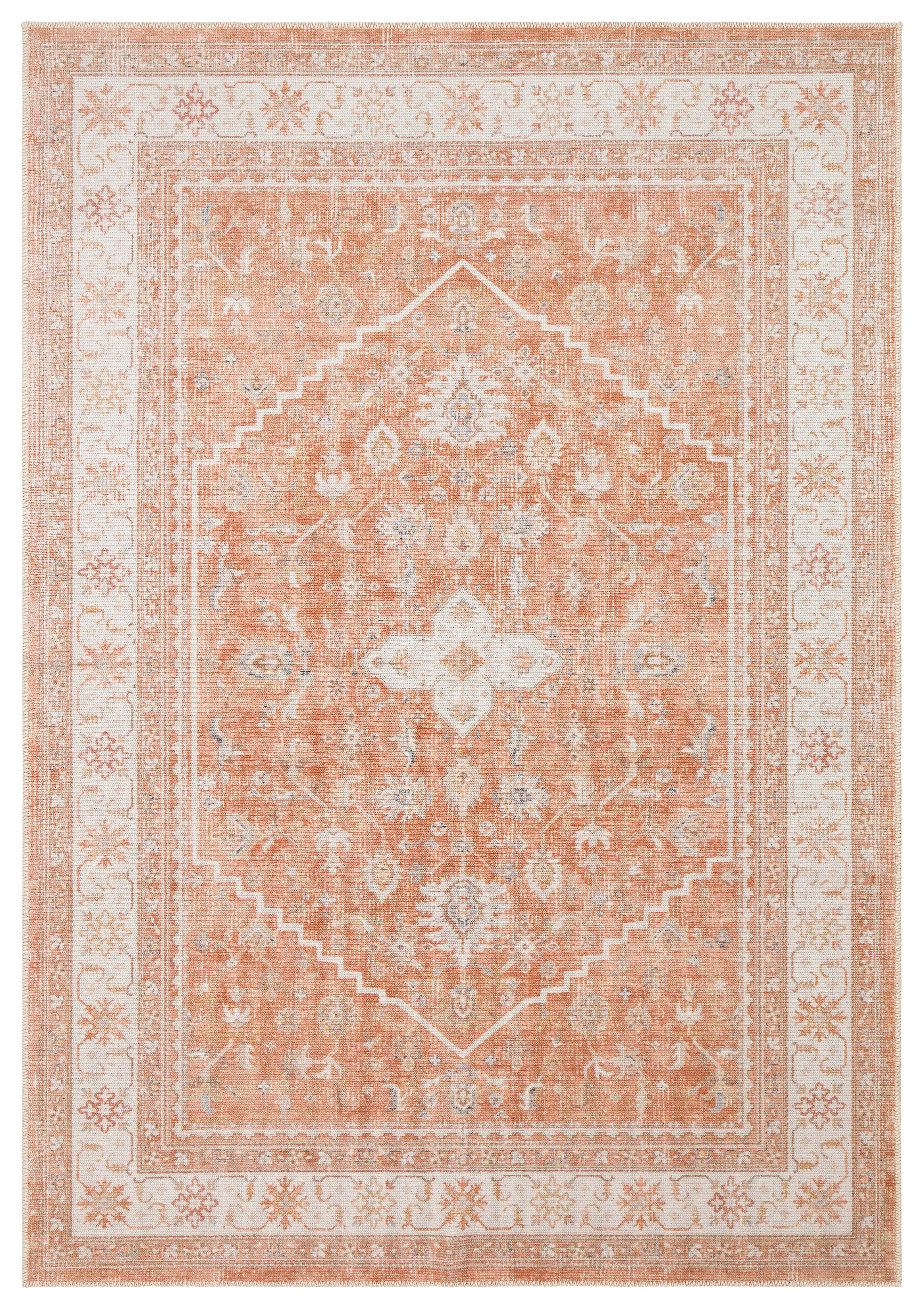 ELISTA VINTAGE ELS 201 TERRA  Vintage Tasarımlı Yumuşak Bukle Dokuma Kaymaz Tabanlı Yıkanabilir Modern Halı