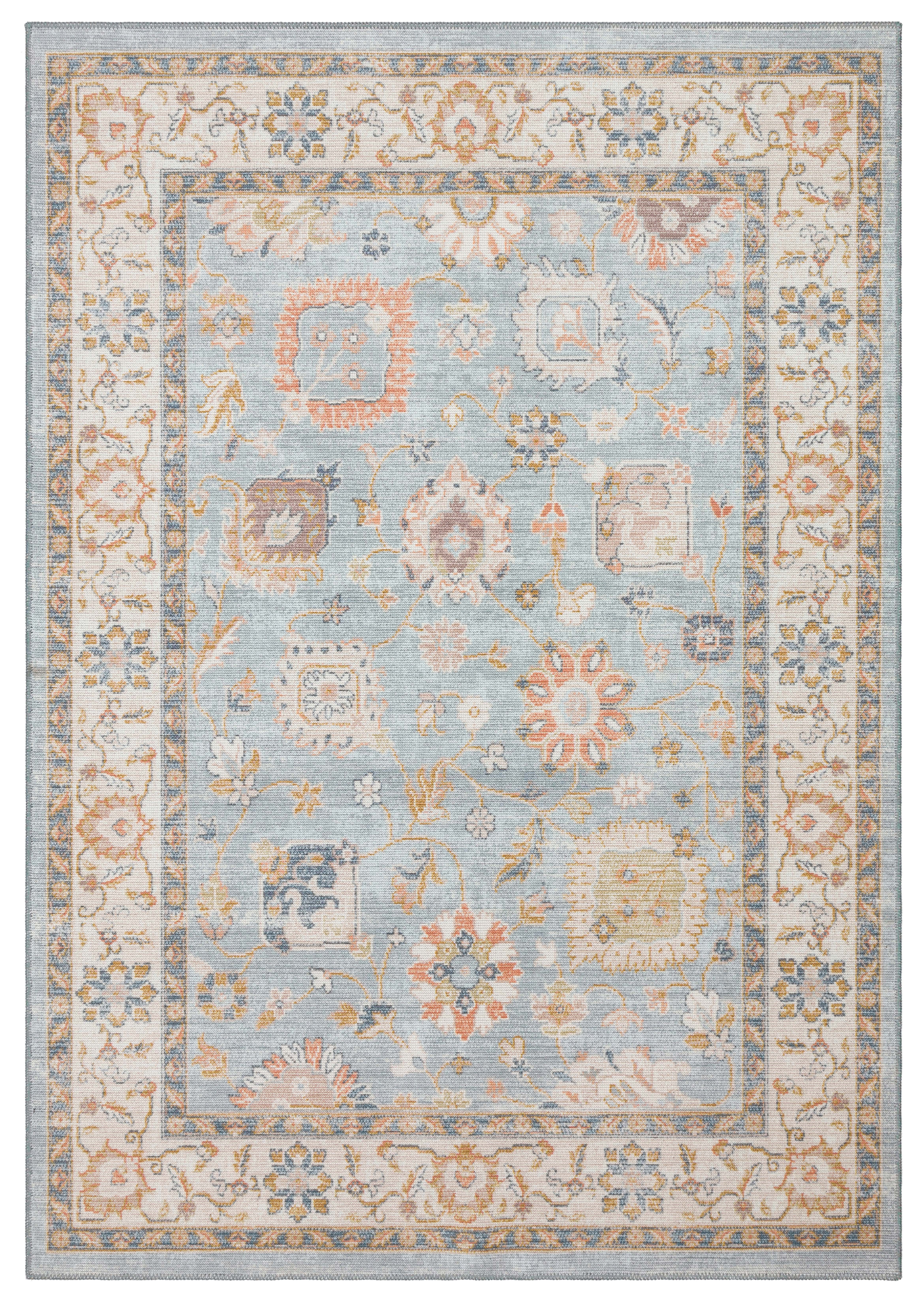 ELISTA VINTAGE ELS 203 BLUE BEIGE  Vintage Tasarımlı Yumuşak Bukle Dokuma Kaymaz Tabanlı Yıkanabilir Modern Halı