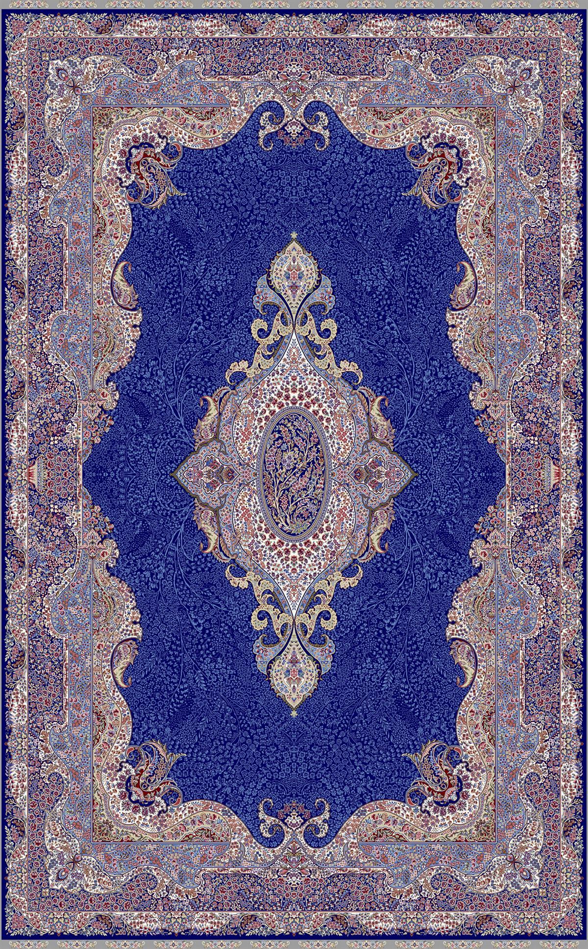 ISFAHAN ISF 02 NAVY  Klasik Desenli Yüksek Kalite Sık Dokuma Makine Halısı