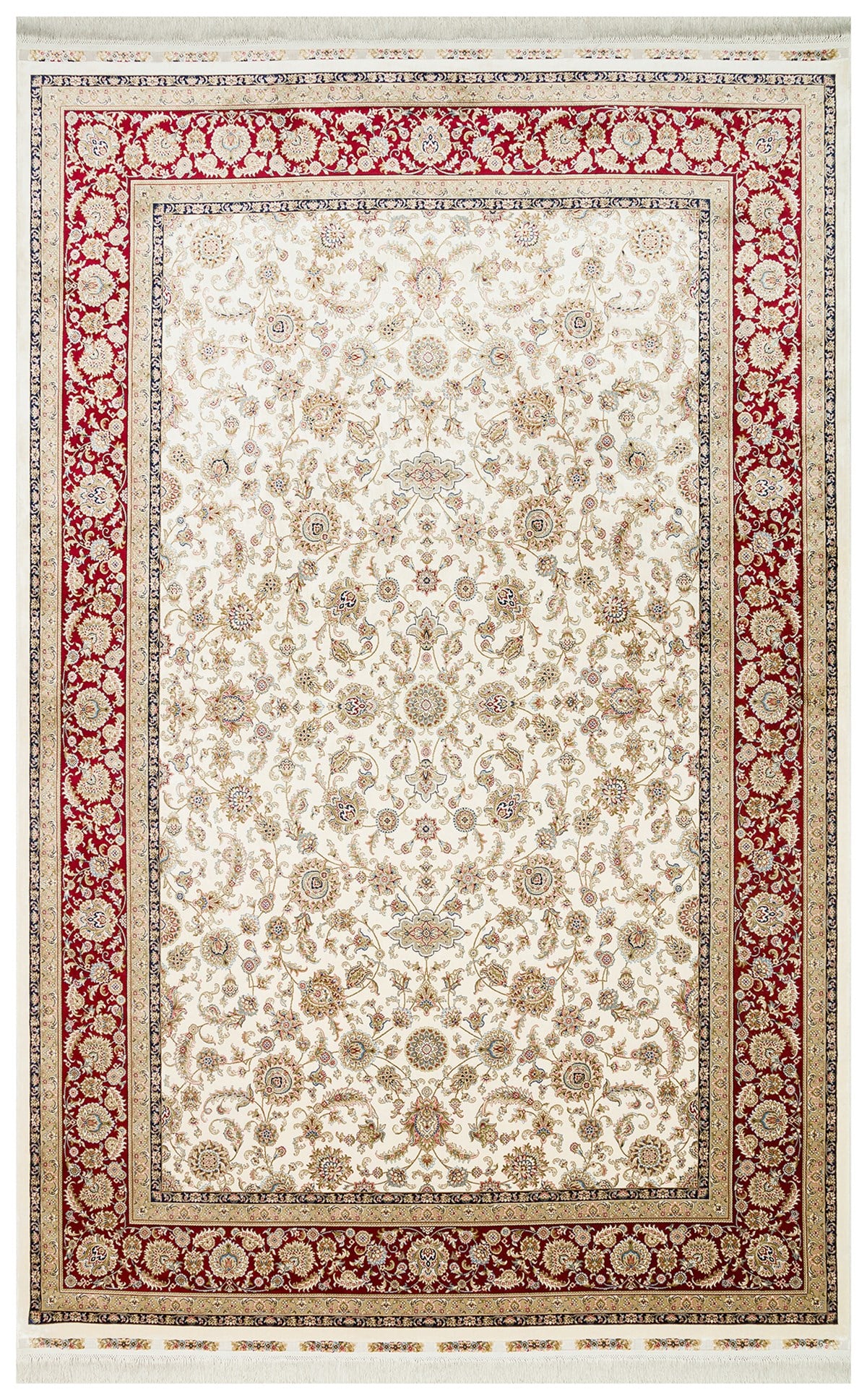 ISFAHAN ISF 03 CREAM RED  Klasik Desenli Yüksek Kalite Sık Dokuma Makine Halsıı