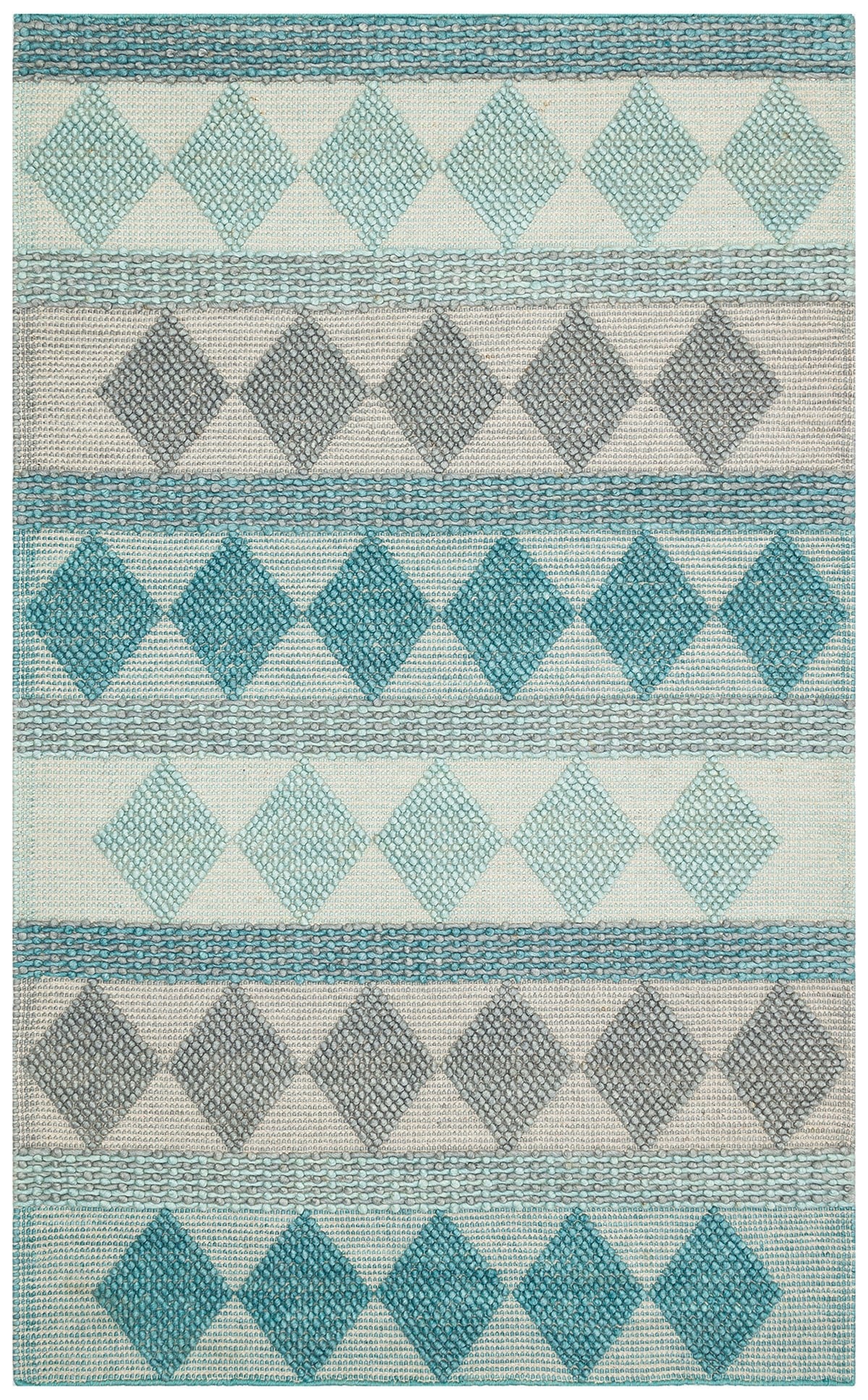 JADE JD 01 BLUE  Naturel Kazak Örgü Desenli El Dokuma Örgü Halı