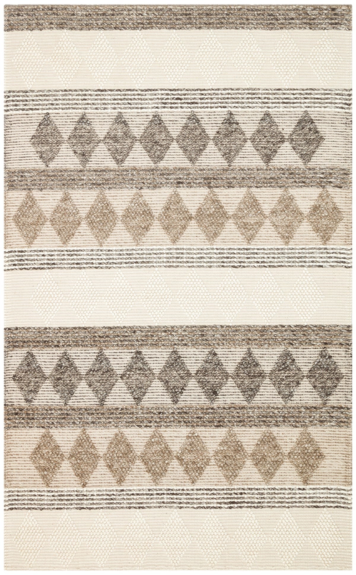 JADE JD 01 GREY  Naturel Kazak Örgü Desenli El Dokuma Örgü Halı