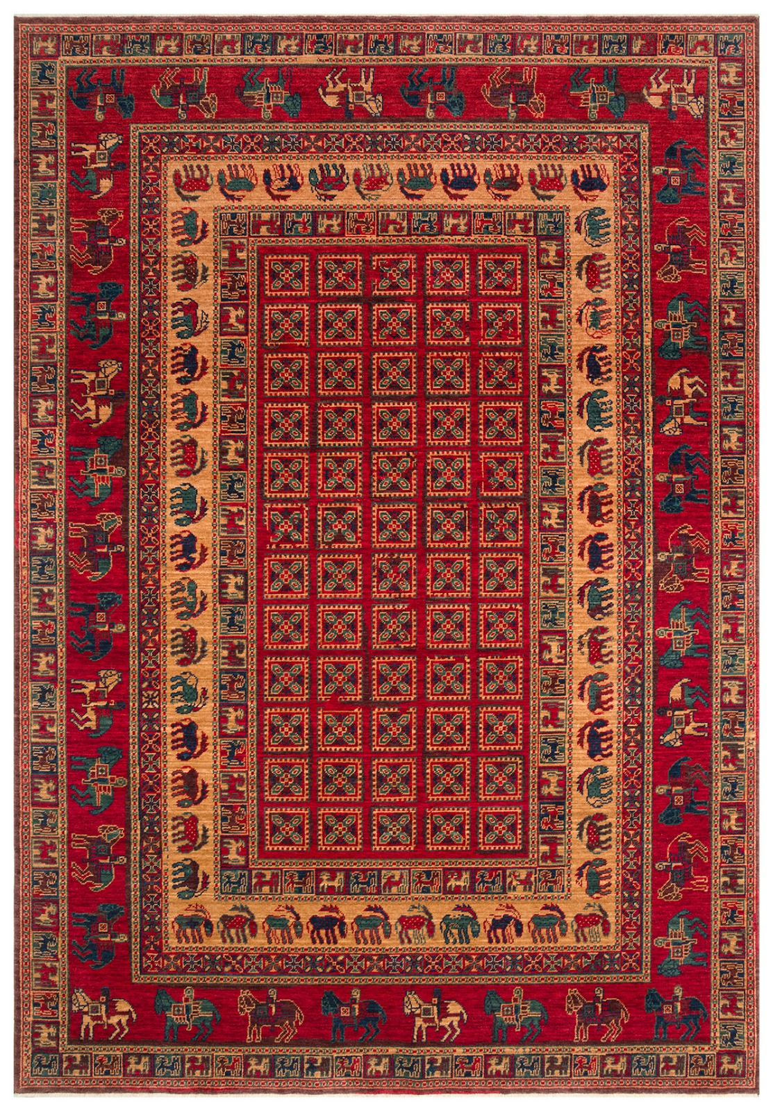 KADIM KDM 08 RED  Anadolu Motiflerine Sahip Yeni Zellanda Yünü İle Üretilen El Emeği Yüksek Kara Tezgah Halısı